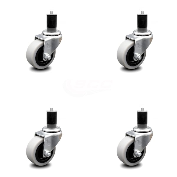 2 Inch Thermoplastic Rubber Wheel 1-3/4 Inch Expanding Stem Caster SCC, 4PK
